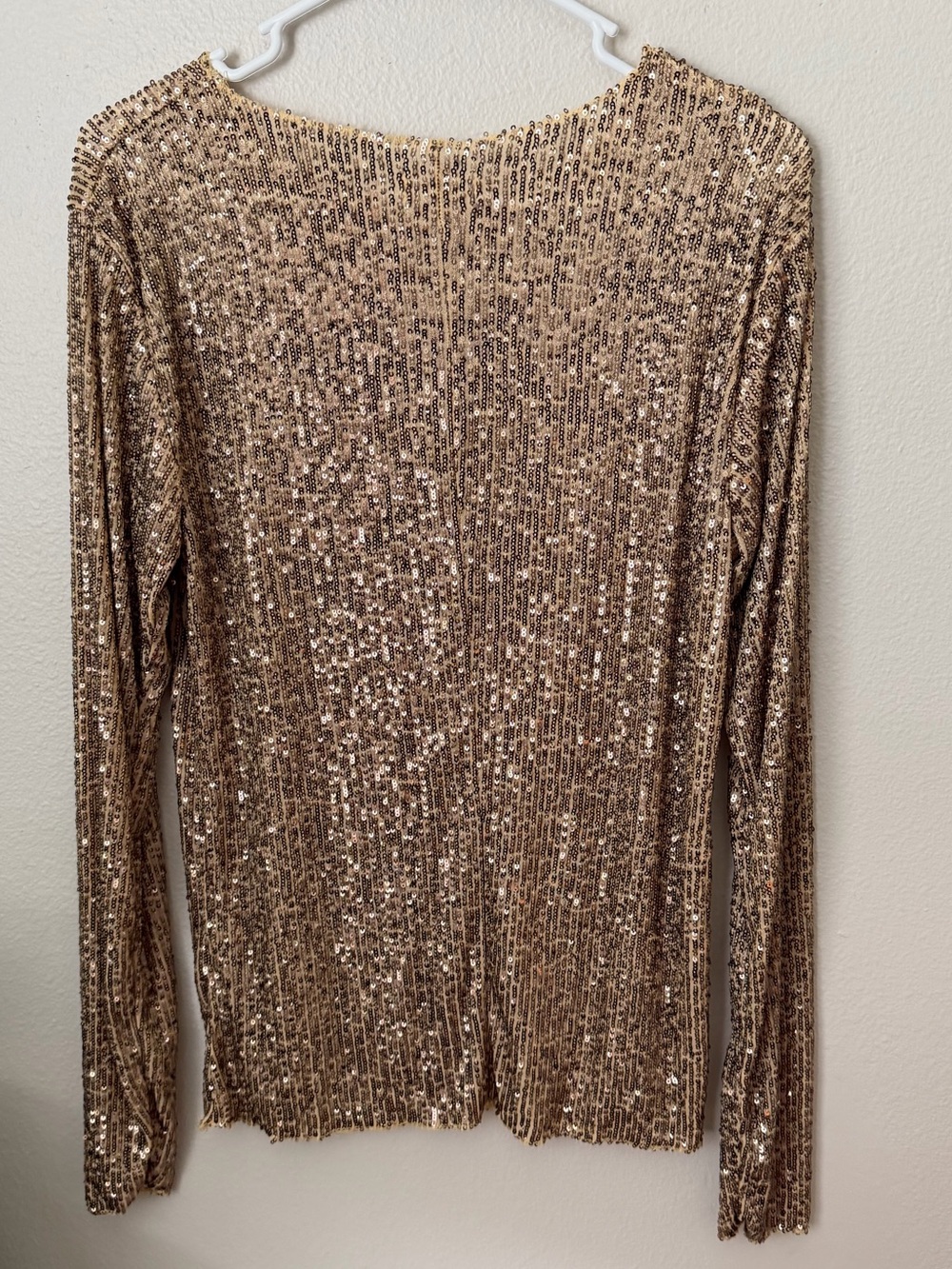 Free People Gold Rush Gold Sequin Long-Sleeve Women's Top Large - Picture 7 of 7